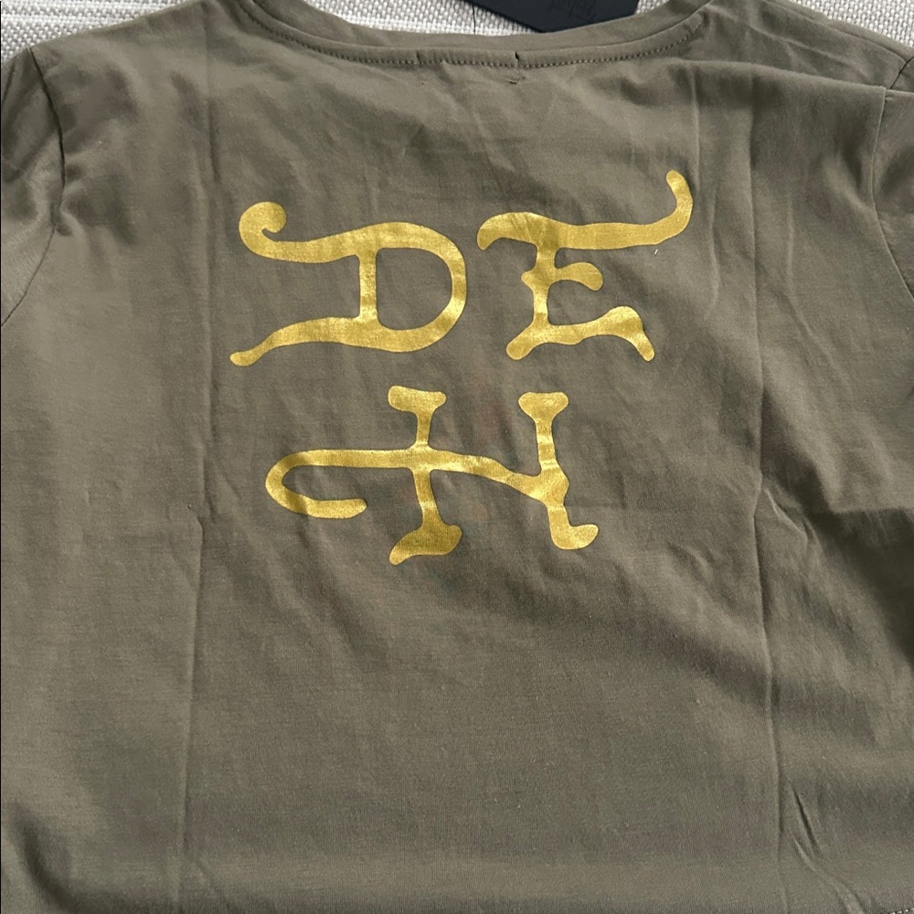 Ed Hardy Olive and Beige Tattoo Long Sleeve Tee - Picture 5 of 5